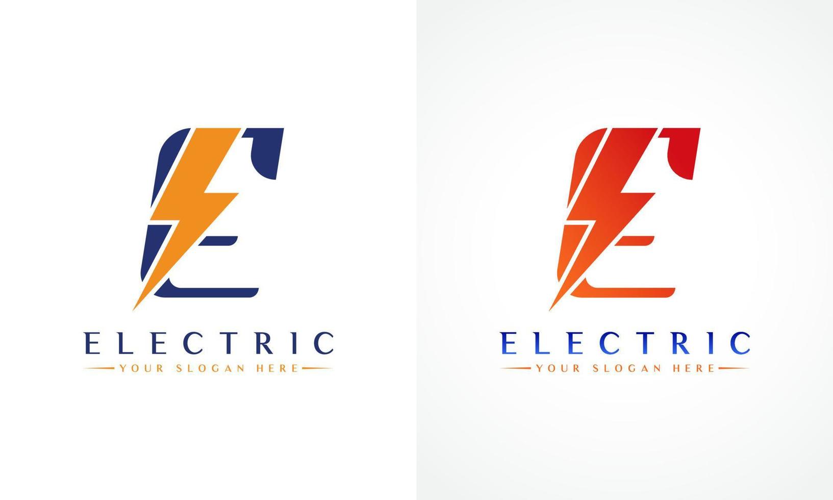 e-Brief-Logo mit Blitz-Donner-Blitz-Vektordesign. elektrische bolzenbuchstabe e logo vektorillustration. vektor