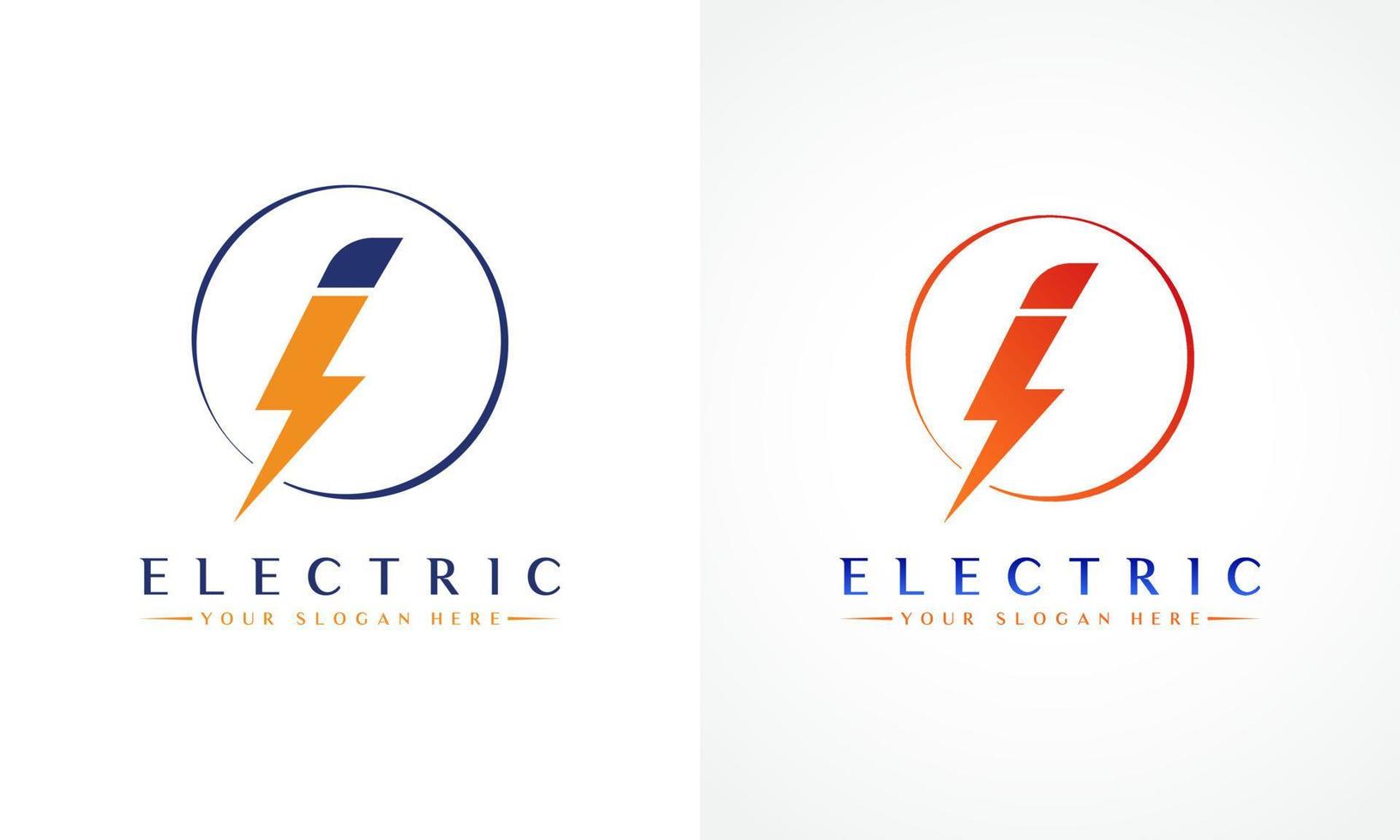 i-Brief-Logo mit Blitz-Donner-Blitz-Vektor-Design. elektrische bolzenbuchstabe i logo vektorillustration. vektor