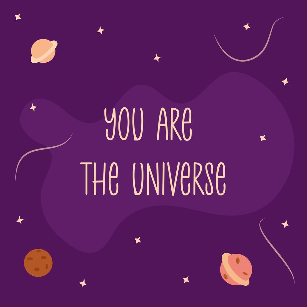 Satz du bist das Universum. handgezeichneter Vektor