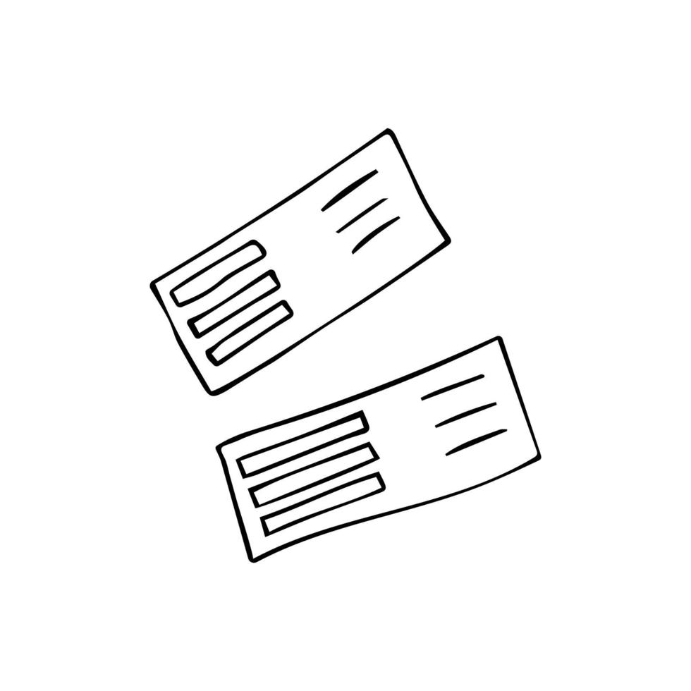 Papiertickets für Reise-, Flug- oder Event-Doodle vektor
