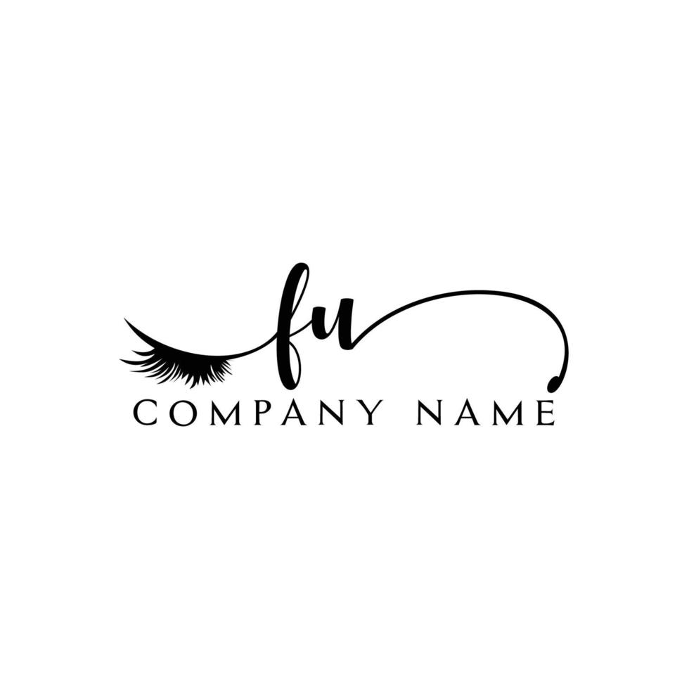 första fu logotyp handstil skönhet salong mode modern lyx brev vektor