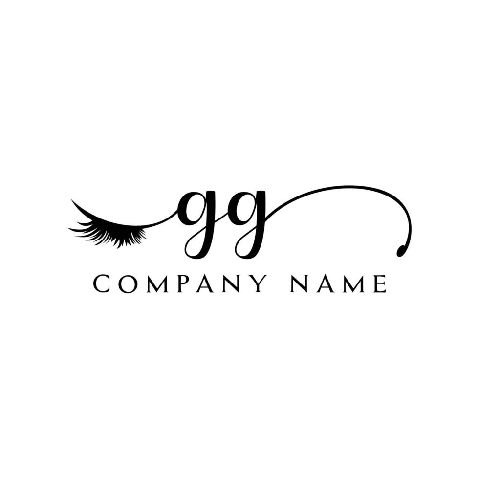 första gg logotyp handstil skönhet salong mode modern lyx brev vektor