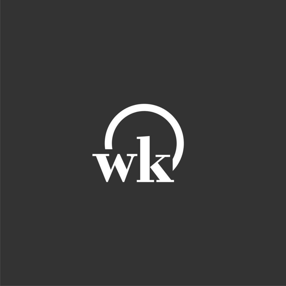 wk första monogram logotyp med kreativ cirkel linje design vektor