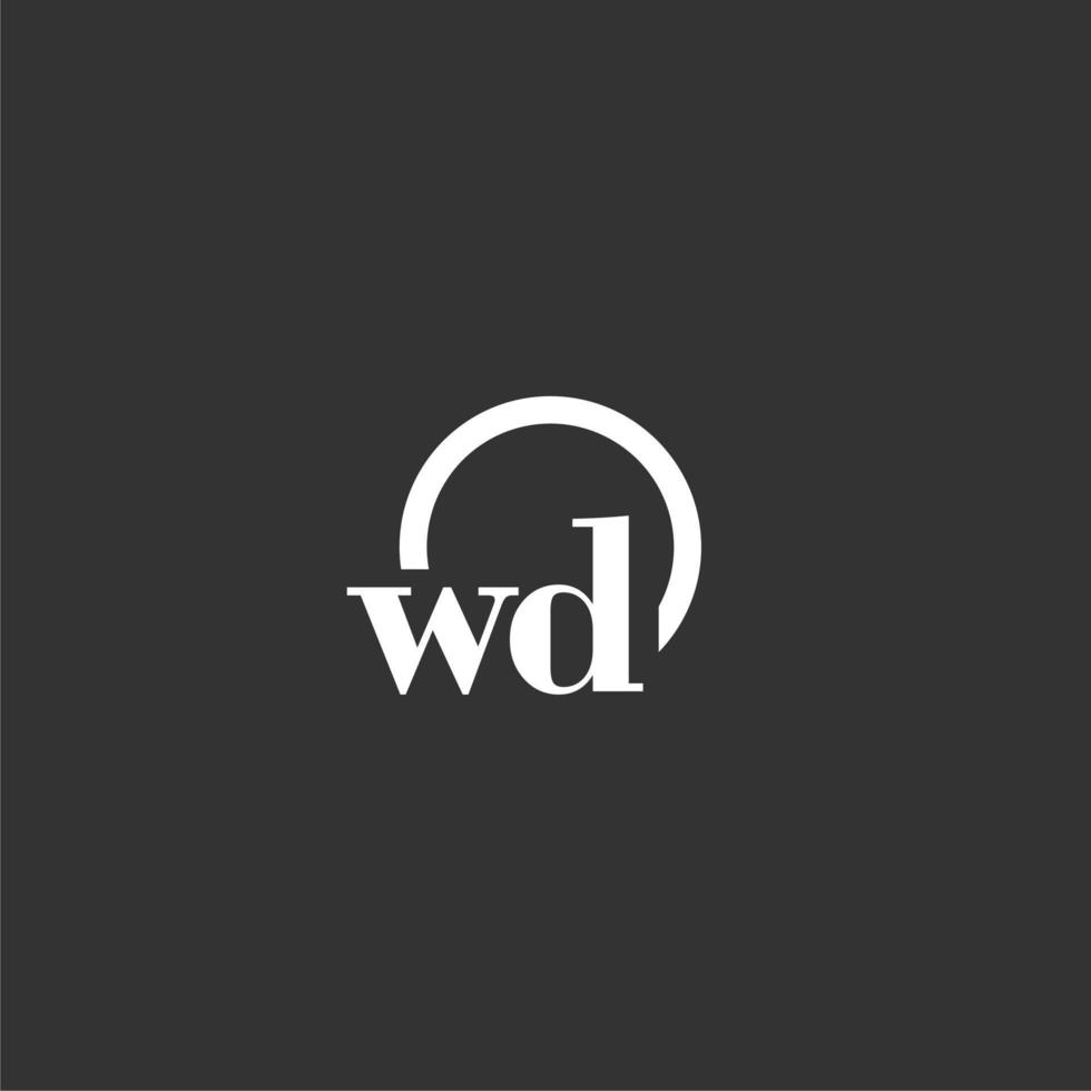 wd-anfangsmonogrammlogo mit kreativem kreisliniendesign vektor