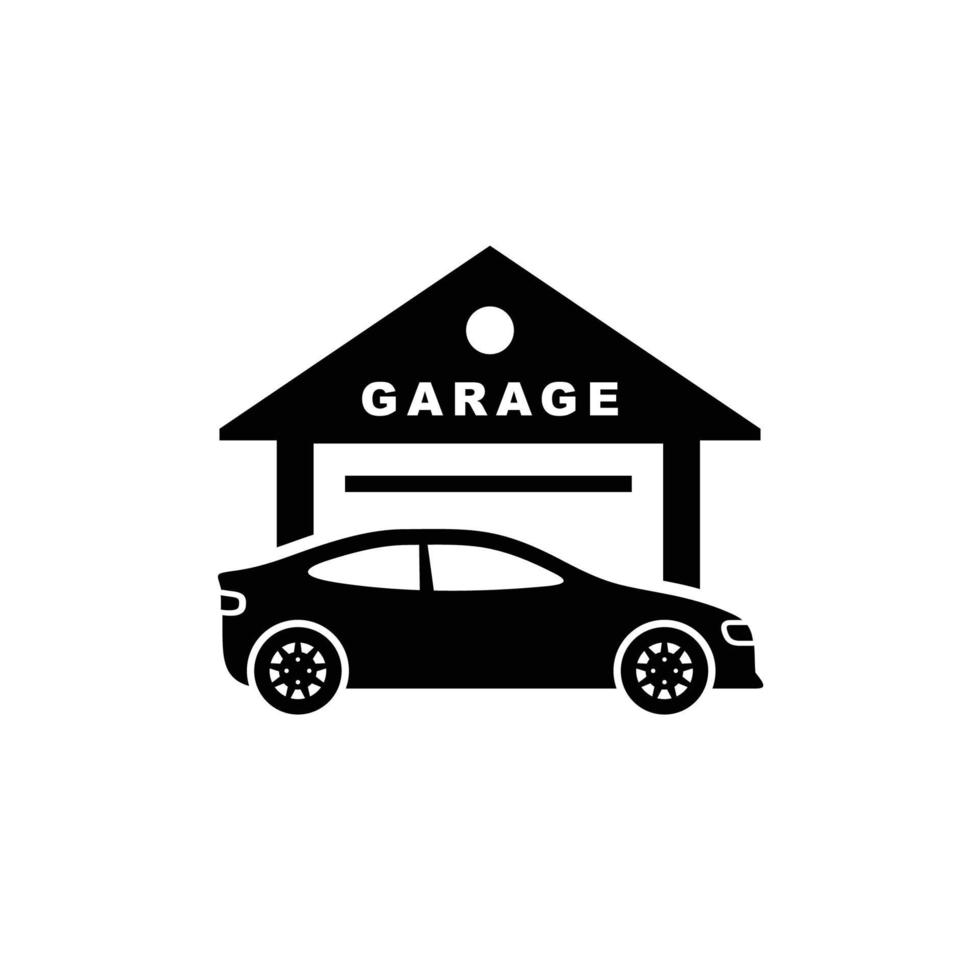 bil garage enkel platt ikon vektor