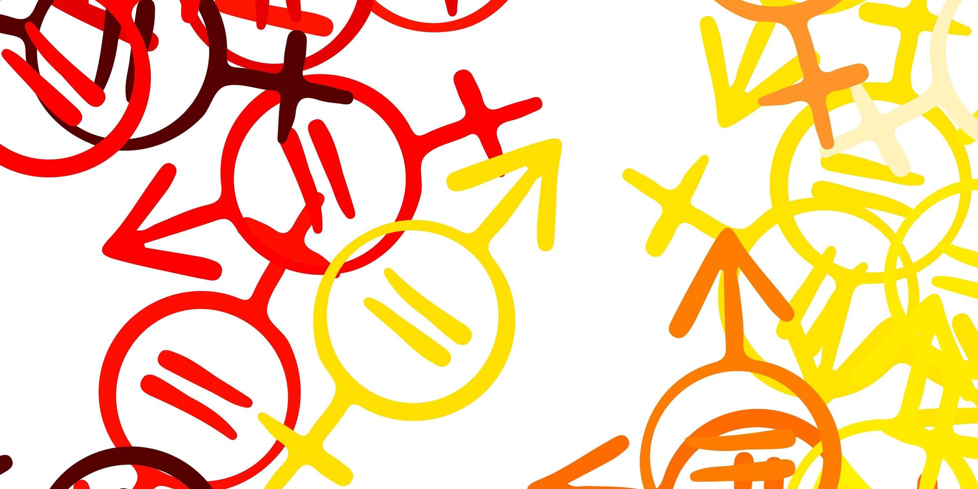 ljusröd, gul vektorbakgrund med kvinnasymboler. vektor