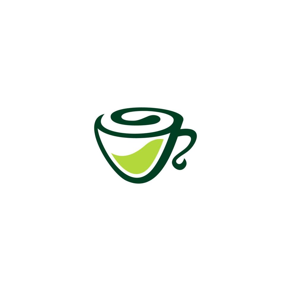 grünes Kaffee-Logo-Design, Kaffeetassen-Logo vektor