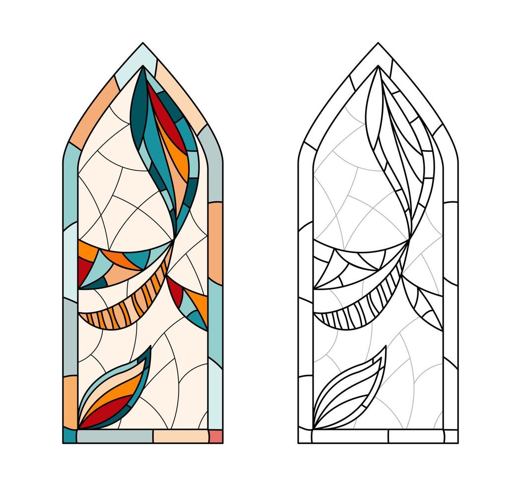 färgade kyrka glas kalkylblad för teckning. vektor