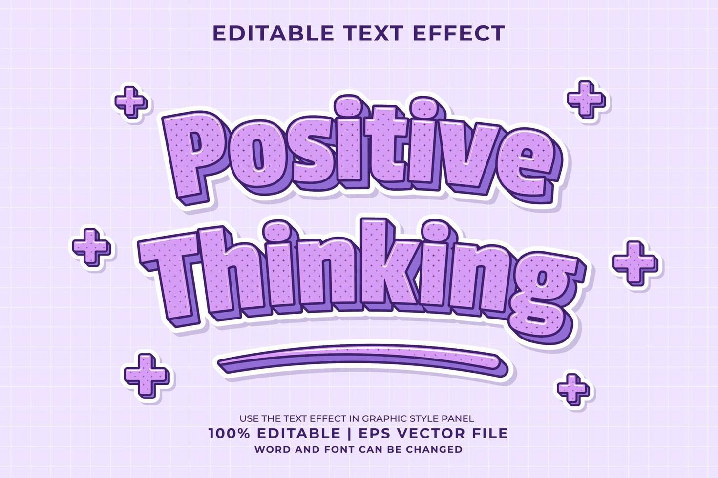 redigerbar text effekt - positiv tänkande tecknad serie mall stil premie vektor