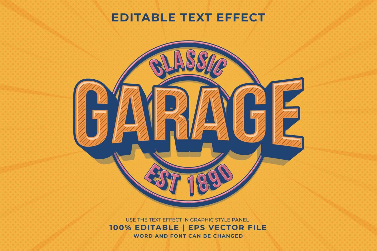 redigerbar text effekt - klassisk garage retro mall stil premie vektor