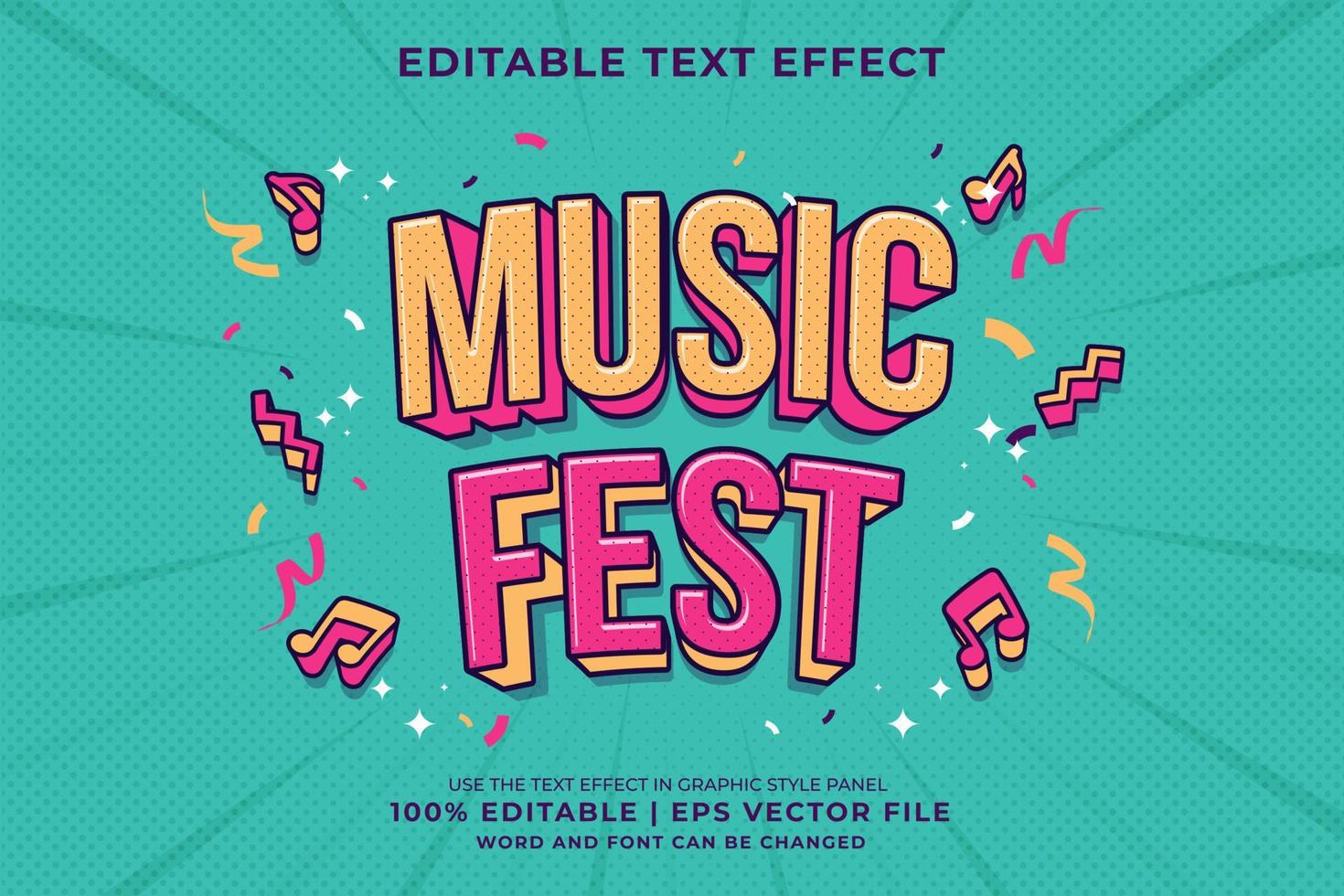 redigerbar text effekt - musik fest tecknad serie mall stil premie vektor