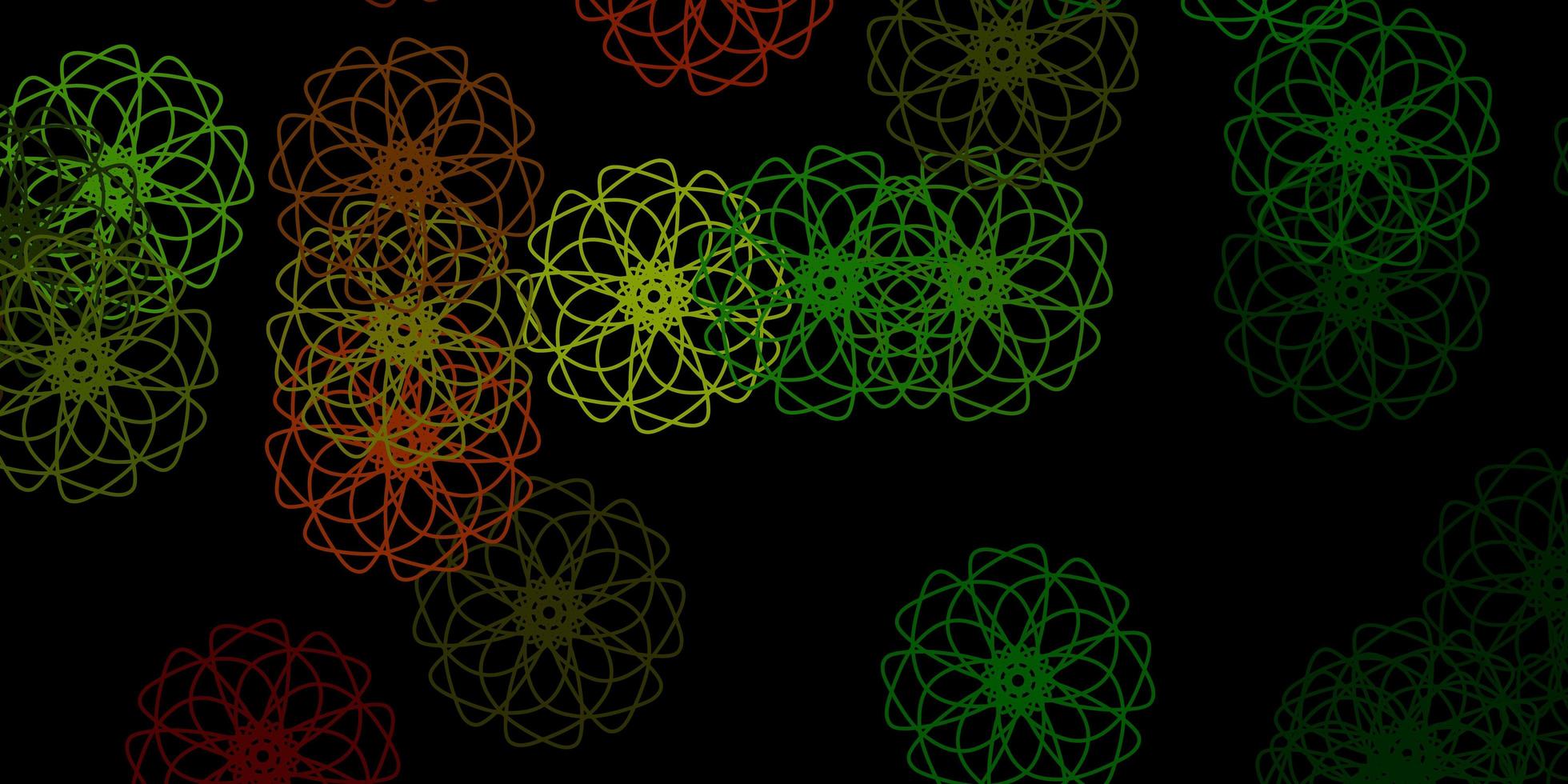 dunkelgrünes, gelbes Vektormuster mit abstrakten Formen. vektor