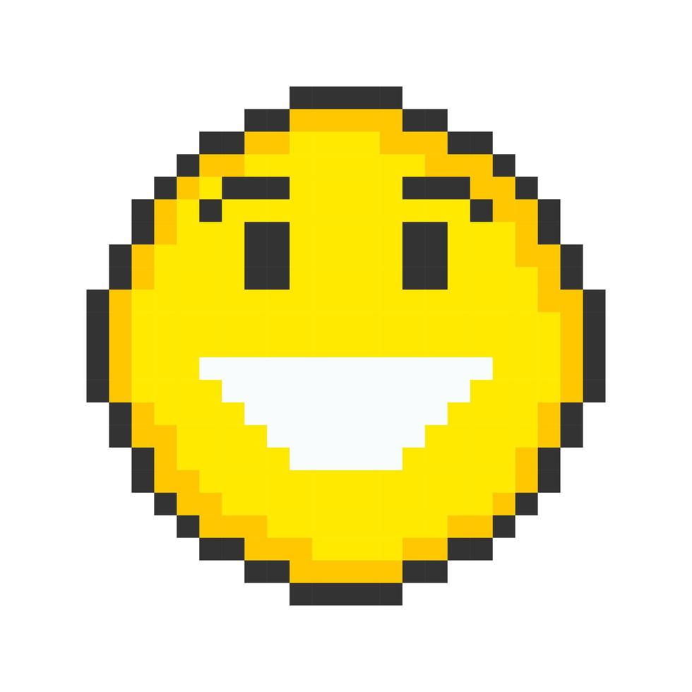 Lycklig ansikte ikon. pixel konst uttryckssymboler. vektor illustration.