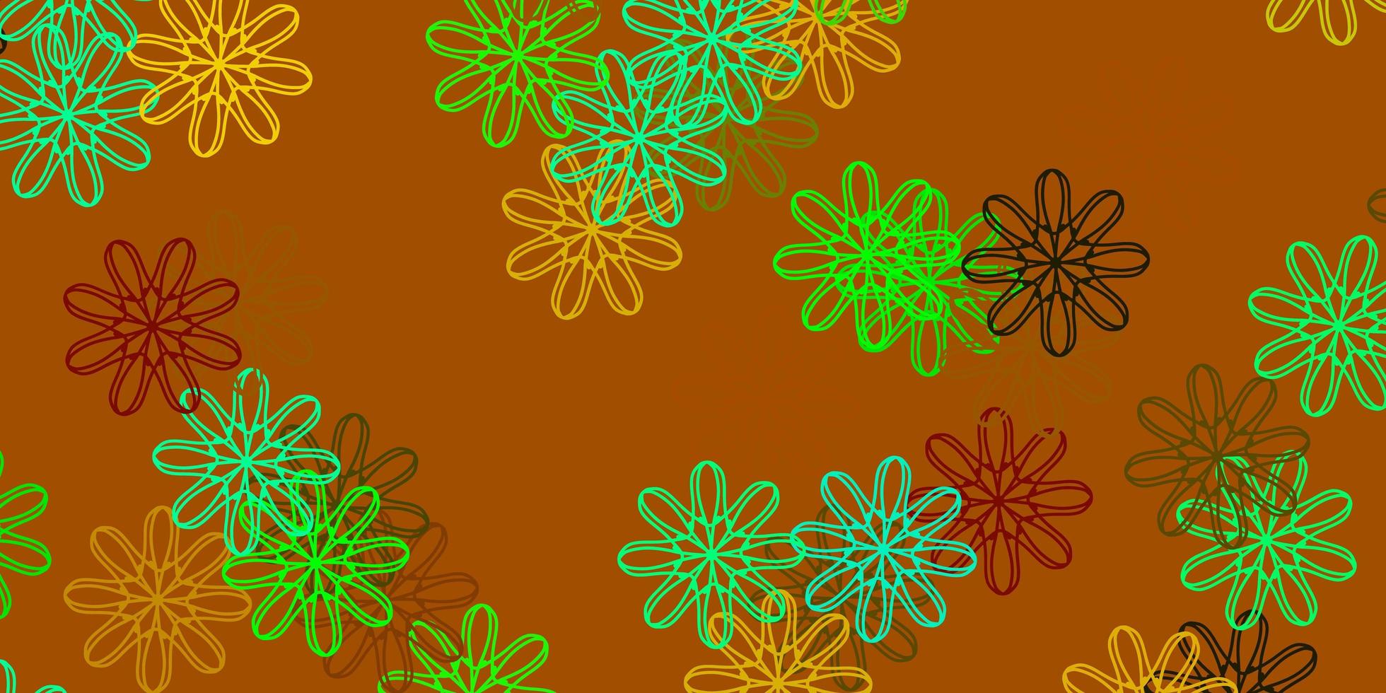 ljus flerfärgad vektor doodle konsistens med blommor.