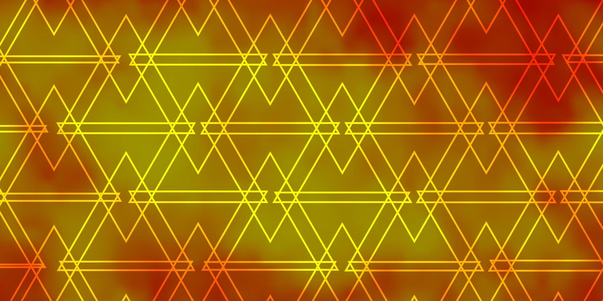 ljus orange vektor mönster med linjer, trianglar.