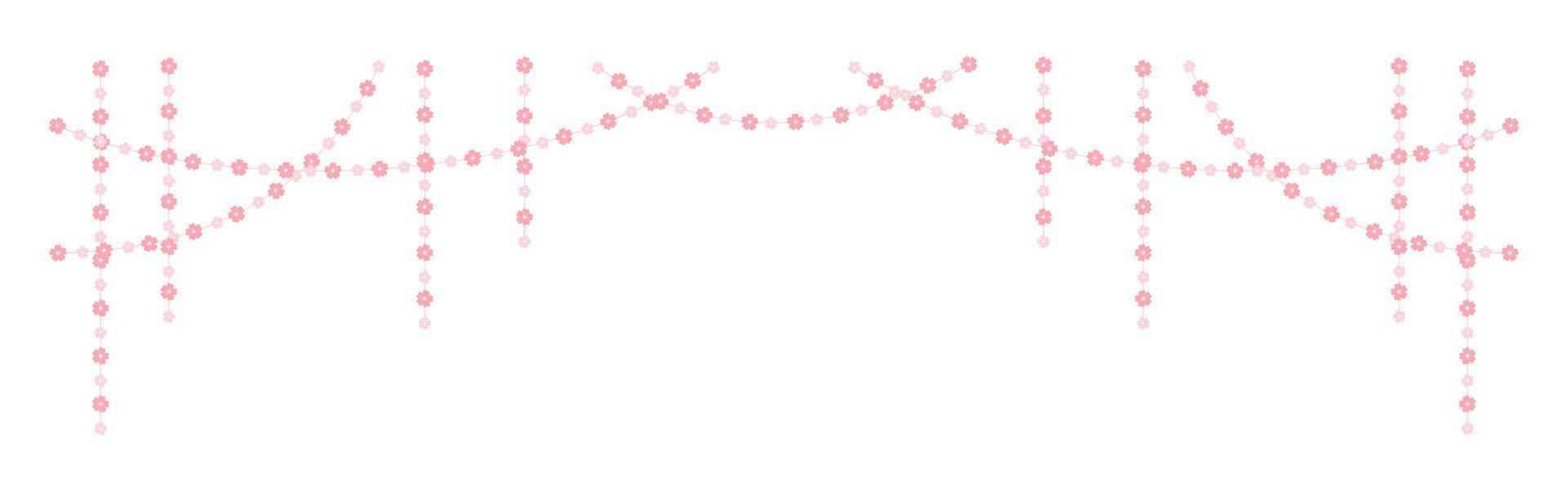 kirschblüte hängende girlande vektorillustration. Blumenrahmen Ammer Gestaltungselement. vektor