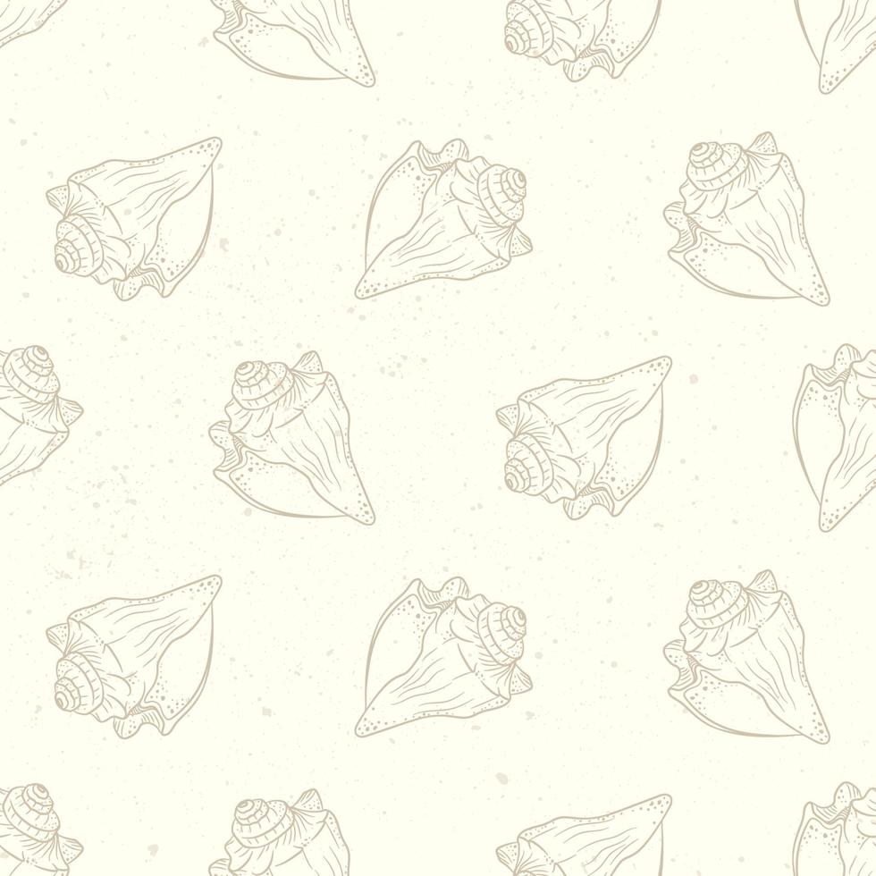 Muschelschalen Musterdesign Hintergrund Vektor-Illustration. handgezeichnete aquatische meereslebewesen-tapeten vektor