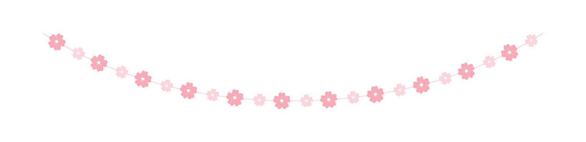 kirschblütengirlande, niedliche florale ammerfeder-designelemente vektor