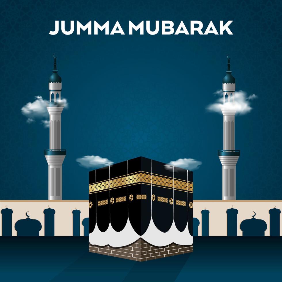 Jummah Mubarak bedeutet fröhliche Hajj-Hajj-Pilgerreise in Mekka vektor