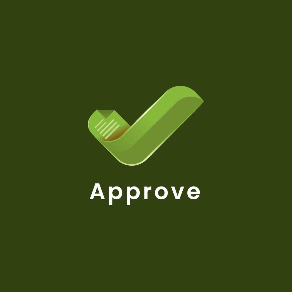 godkänna logotyp med grön papper, perfekt med logotyp byrå företag, finansiell, företag vektor