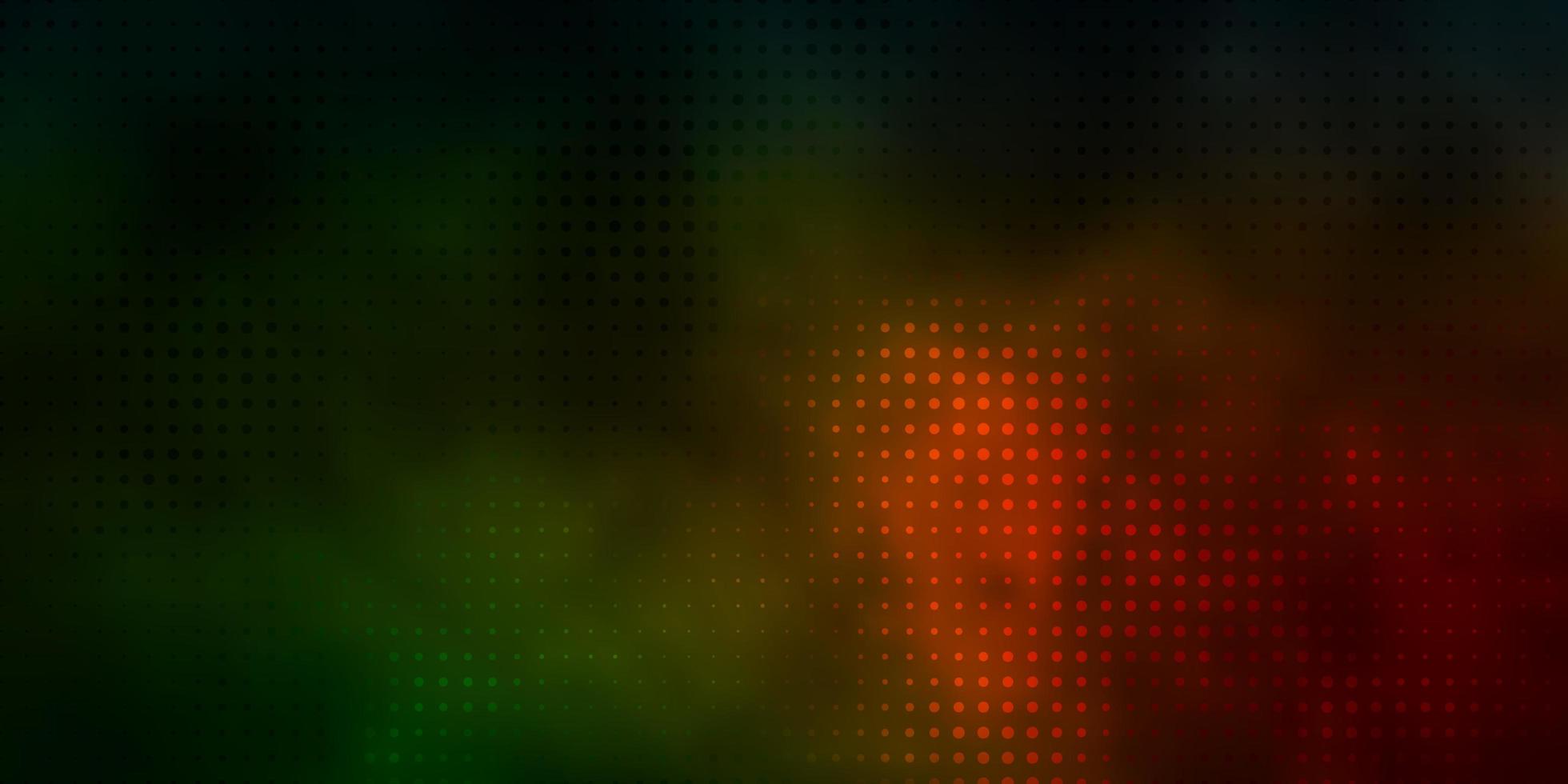 dunkelgrüner, roter Vektorhintergrund mit Flecken. vektor