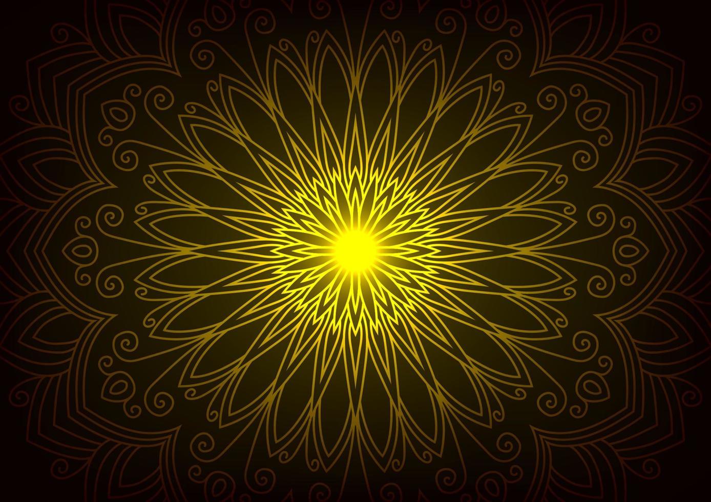 Gelbes Licht Mandala Blume modernes Design Geometrie Hintergrund vektor