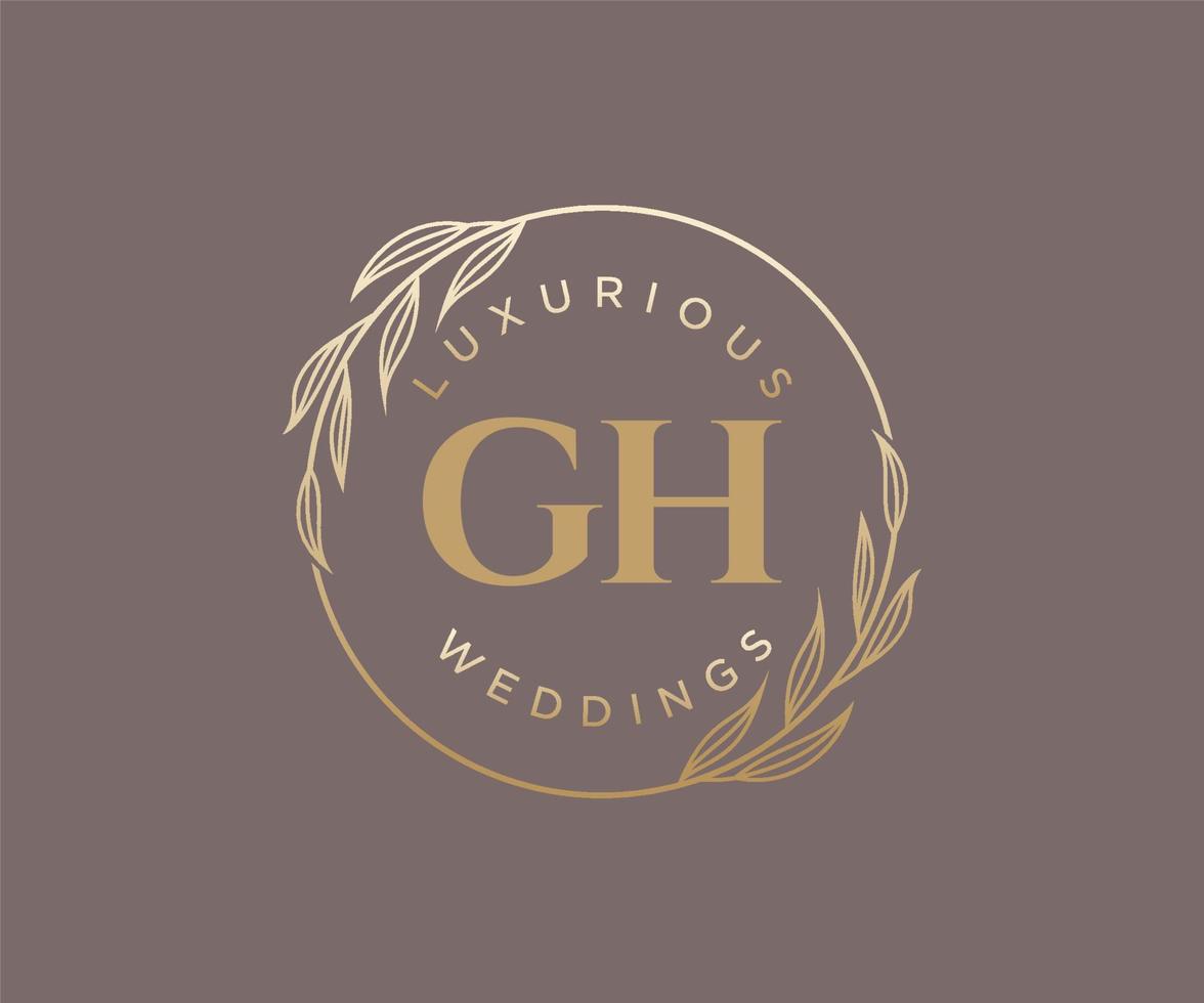 gh initialer brev bröllop monogram logotyper mall, hand dragen modern minimalistisk och blommig mallar för inbjudan kort, spara de datum, elegant identitet. vektor