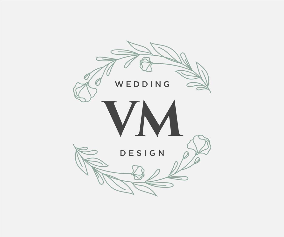 vm initialer brev bröllop monogram logotyper samling, hand dragen modern minimalistisk och blommig mallar för inbjudan kort, spara de datum, elegant identitet för restaurang, boutique, Kafé i vektor