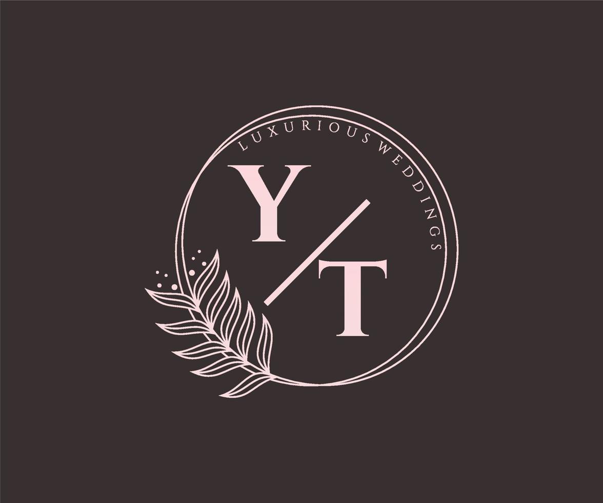 yt Initialen Brief Hochzeit Monogramm Logos Vorlage, handgezeichnete moderne minimalistische und florale Vorlagen für Einladungskarten, Datum speichern, elegante Identität. vektor