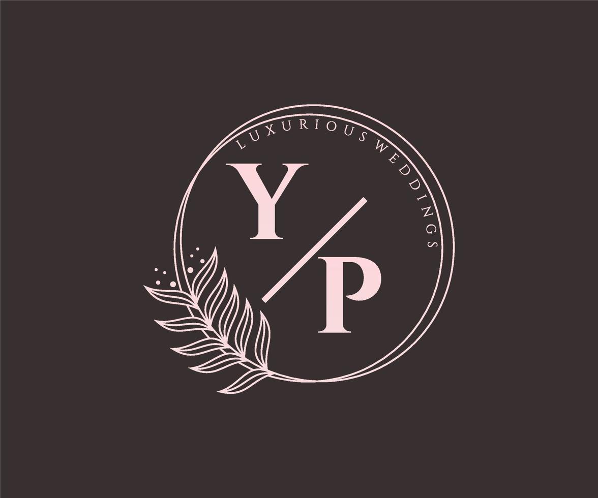 Y P initialer brev bröllop monogram logotyper mall, hand dragen modern minimalistisk och blommig mallar för inbjudan kort, spara de datum, elegant identitet. vektor