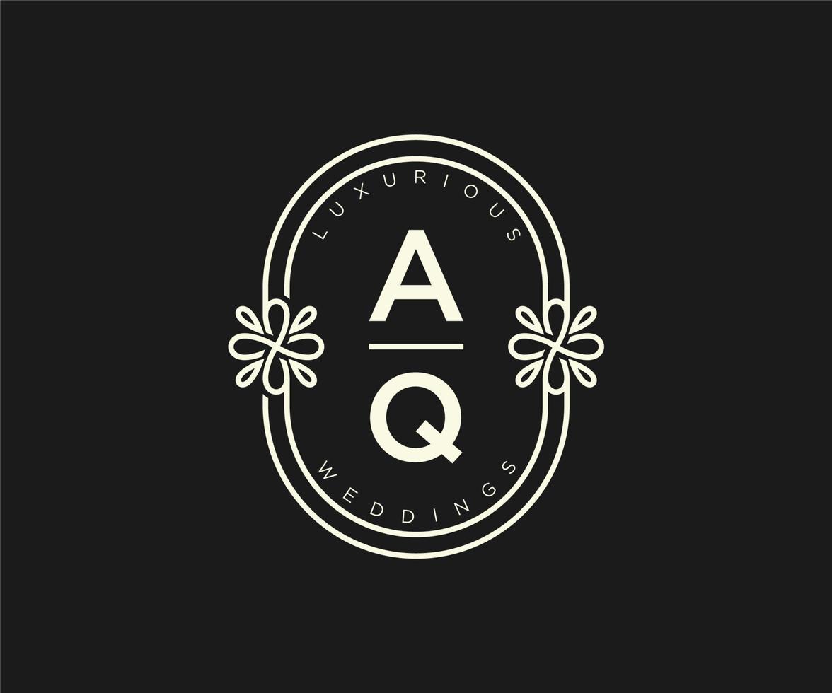 aq Initialen Brief Hochzeit Monogramm Logos Vorlage, handgezeichnete moderne minimalistische und florale Vorlagen für Einladungskarten, Datum speichern, elegante Identität. vektor