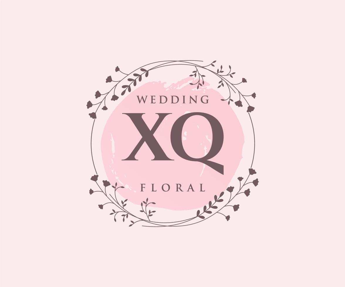 xq Initialen Brief Hochzeit Monogramm Logos Vorlage, handgezeichnete moderne minimalistische und florale Vorlagen für Einladungskarten, Datum speichern, elegante Identität. vektor