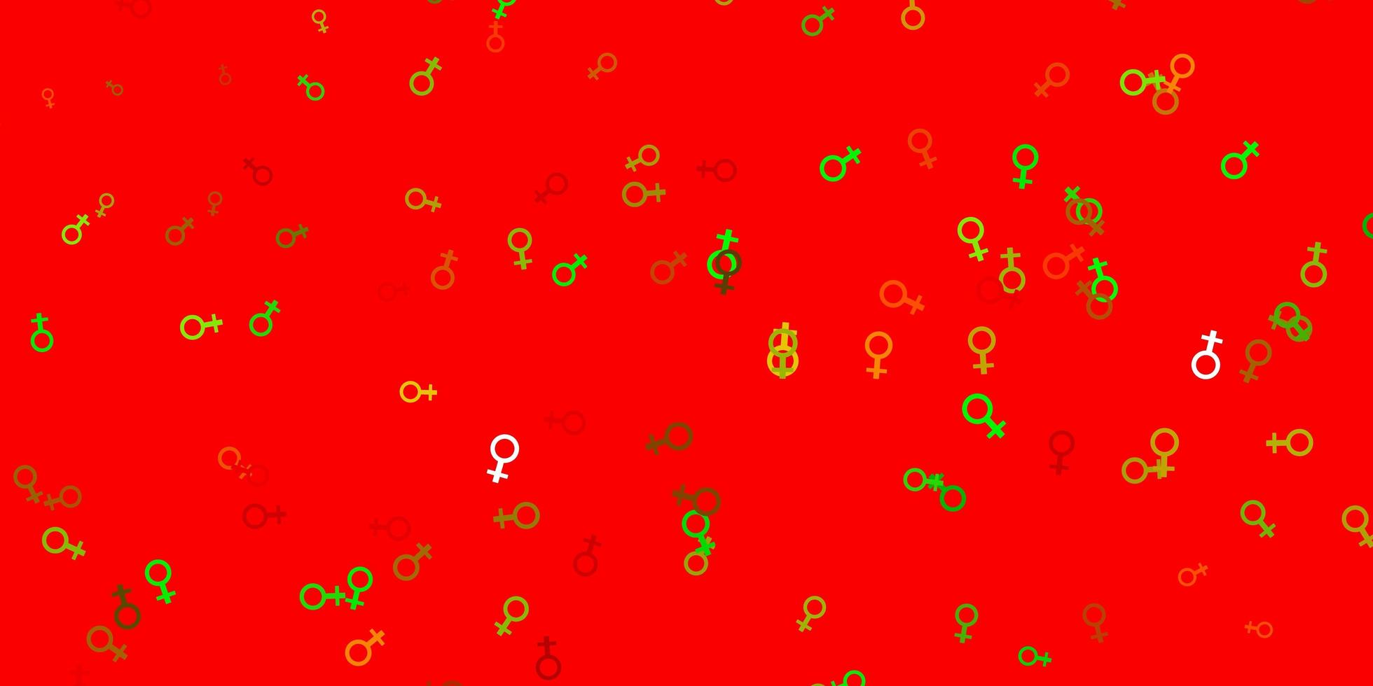 ljusgrön, röd vektorstruktur med kvinnors rättighetssymboler. vektor