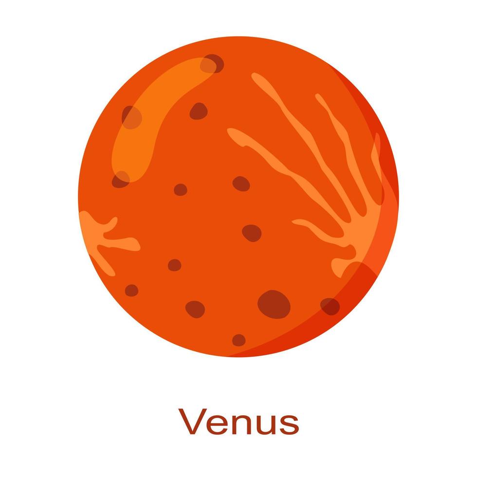 venus planet ikon med namn isolerat på vit bakgrund. andra planet från de Sol i sol- systemet. universum element vektor