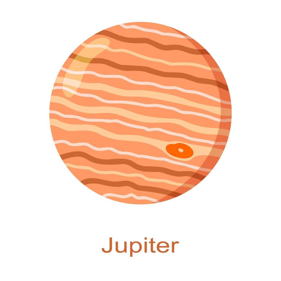Jupiter-Planeten-Symbol mit Namen. Universumselement des Sonnensystems vektor