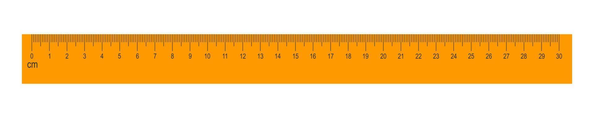 30 centimeter orange linjal isolerat på vit bakgrund. matematik eller geometrisk verktyg för distans, höjd eller längd mått med markup och tal vektor