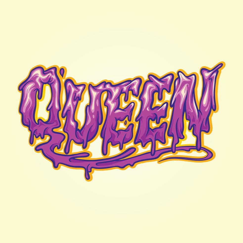 Spooky Queen Hand Schriftzug Horror Schriftart Illustrationsvektor für Ihr Arbeitslogo, Maskottchen Merchandise T-Shirt, Aufkleber und Etikettendesigns, Poster, Grußkarten Werbung für Firmenmarken vektor