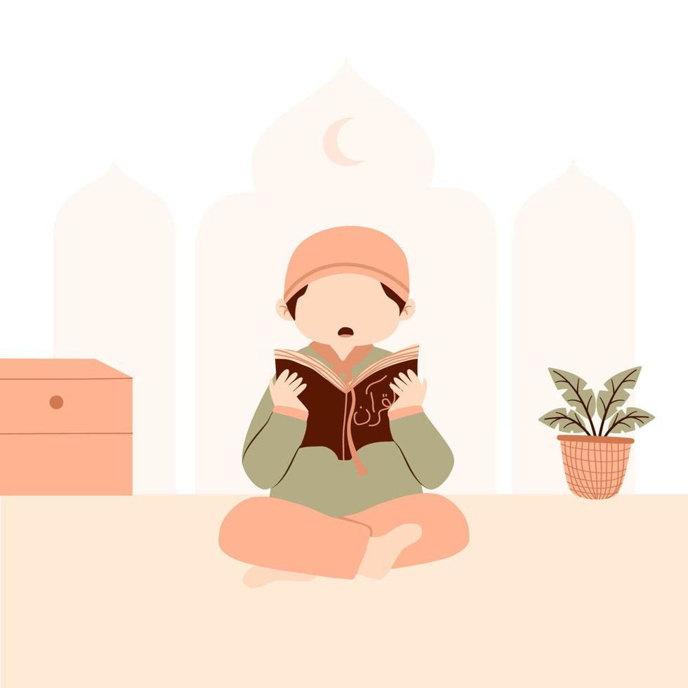 muslim unge läsa quran vektor