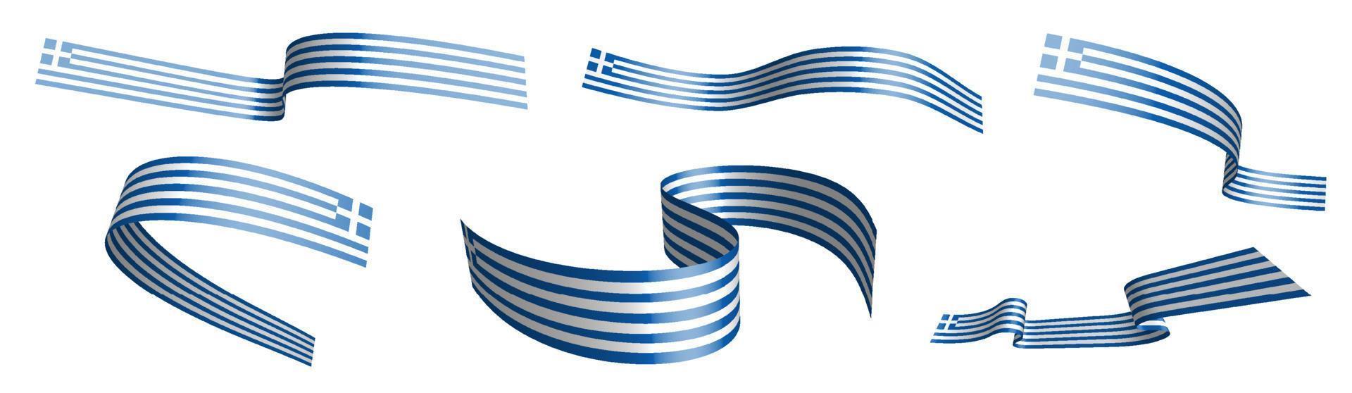 satz feiertagsbänder. griechische flagge weht im wind. Trennung in untere und obere Schicht. Gestaltungselement. Vektor auf weißem Hintergrund