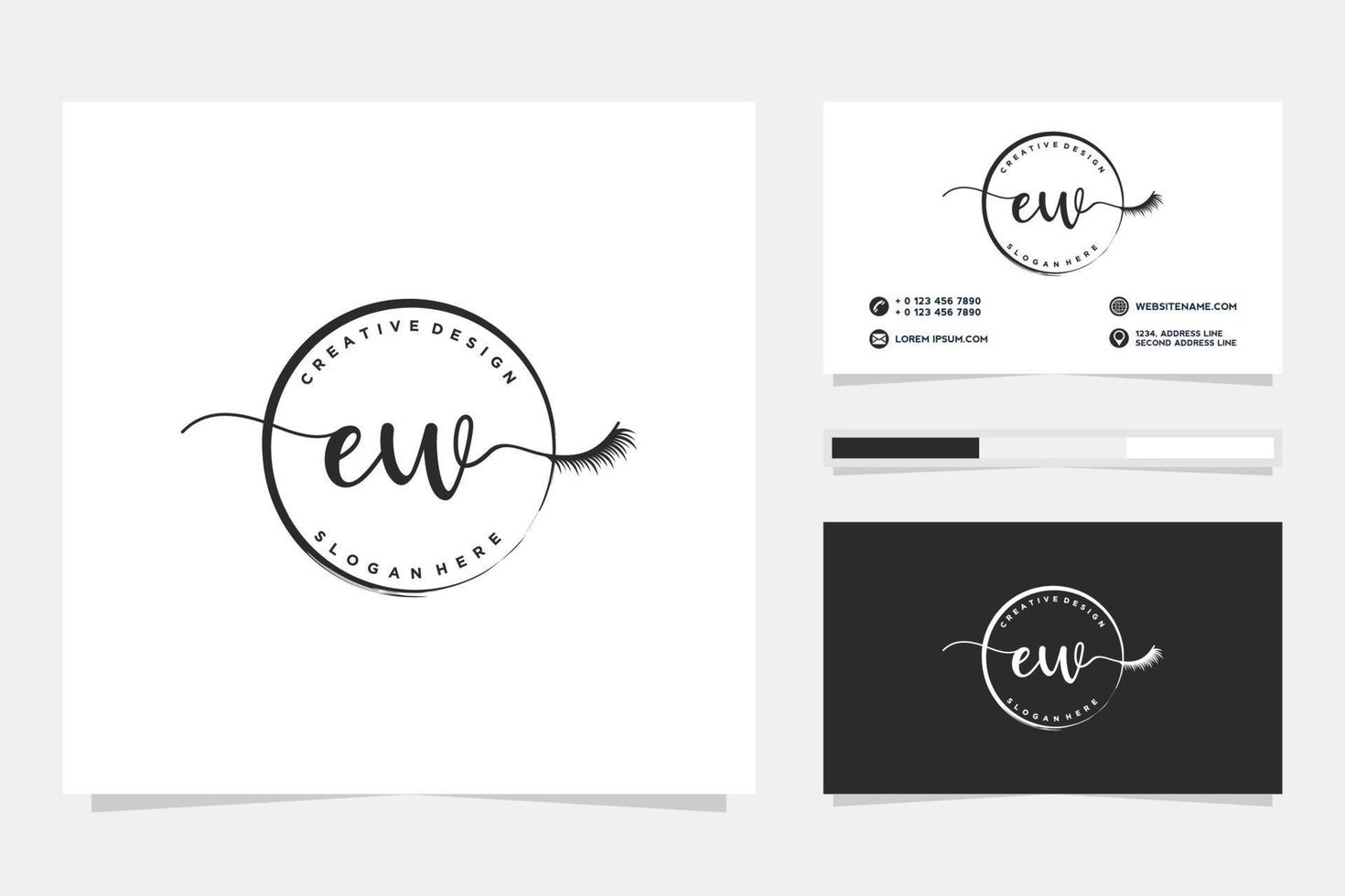 första ew feminin logotyp samlingar och företag kort templat premie vektor