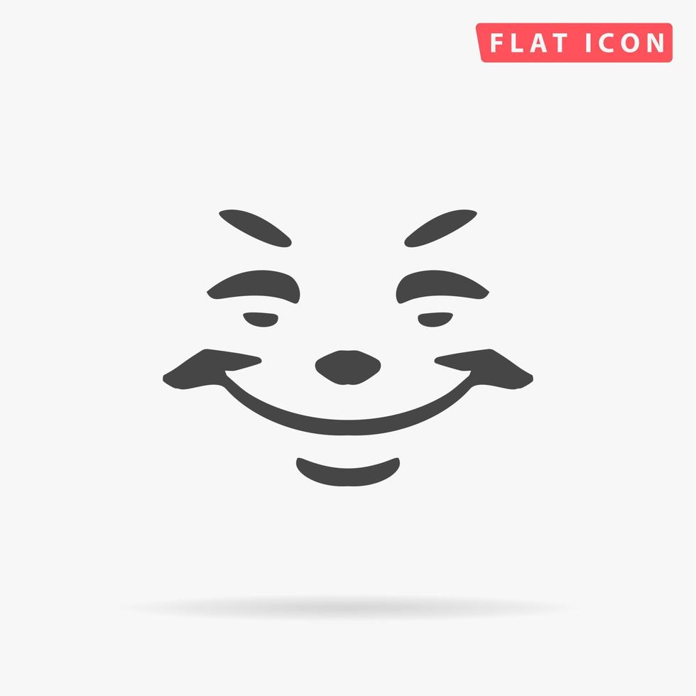 universelle lächelnde Ikone, Freihandzeichnung. einfaches flaches schwarzes Symbol mit Schatten auf weißem Hintergrund. Vektor-Illustration-Piktogramm vektor