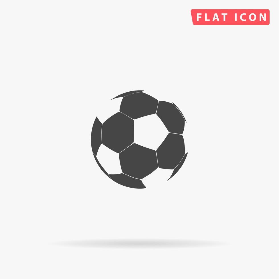 fotboll boll - fotboll. enkel platt svart symbol med skugga på vit bakgrund. vektor illustration piktogram