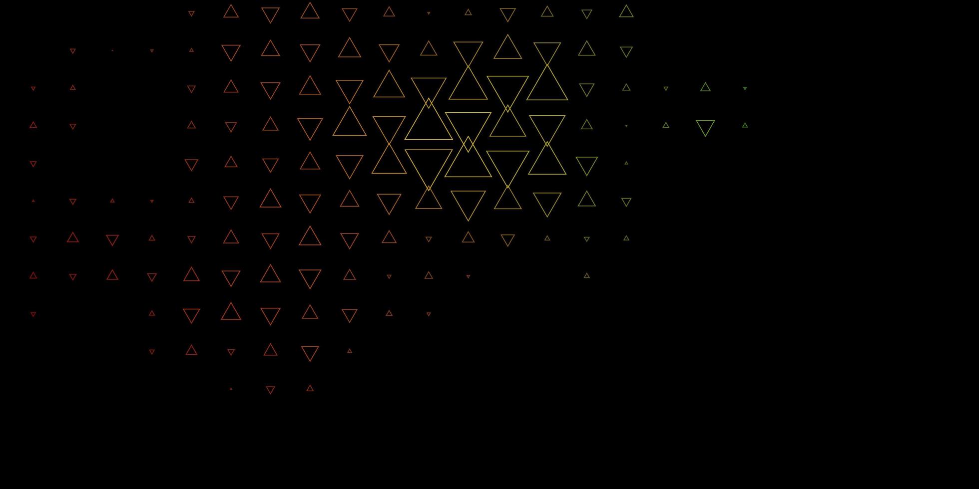 mörkgrön, gul vektorstruktur med linjer, trianglar. vektor