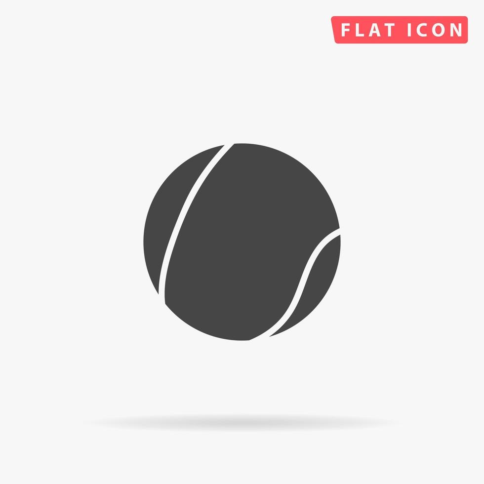 tennis boll. enkel platt svart symbol med skugga på vit bakgrund. vektor illustration piktogram