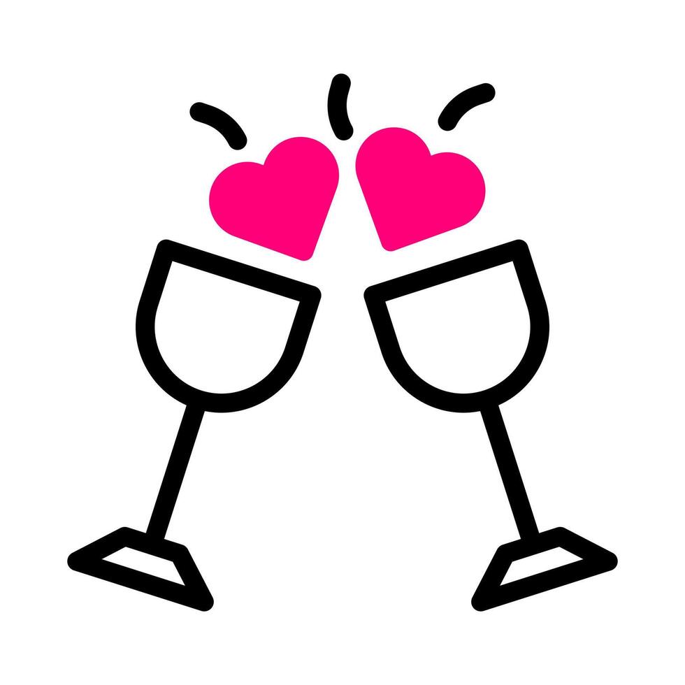 Wein-Symbol Duoton rot schwarz Stil Valentinstag Illustration Vektorelement und Symbol perfekt. vektor