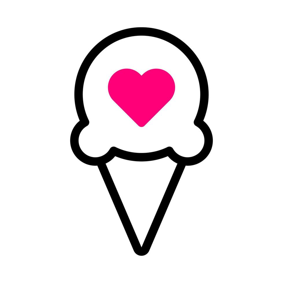 Eiscreme-Symbol Duoton rot schwarz Stil Valentinstag Illustration Vektorelement und Symbol perfekt. vektor