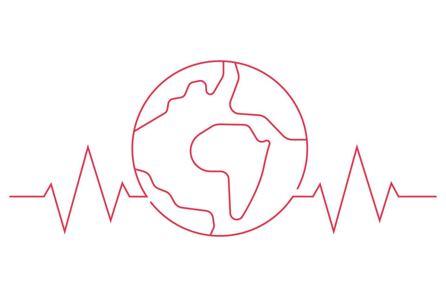 EKG-Herzschlaglinie mit Welt verbunden vektor