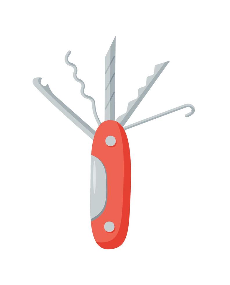 swiss kniv klotter vektor ikon. illustration av en turist kniv uppsättning av öppnare.