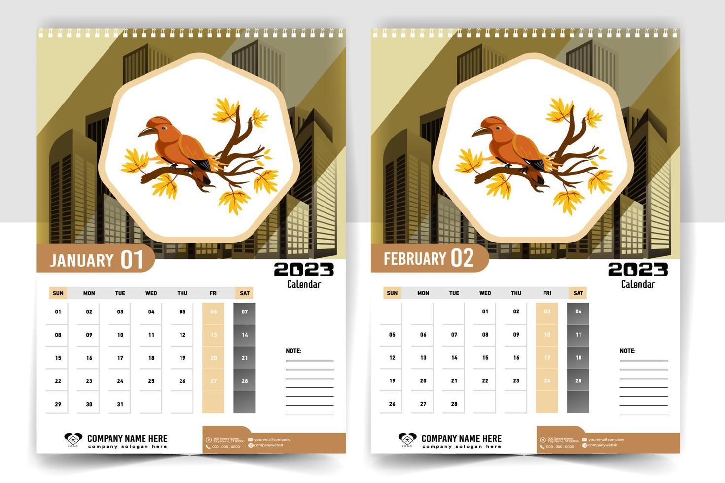 wandkalender 2023 kreatives design, einfaches monatliches vertikales datumslayout für das jahr 2023 in englisch. 12 Monate Kalendervorlagen, modernes Neujahrskalenderdesign. Unternehmens- oder Geschäftskalender. vektor