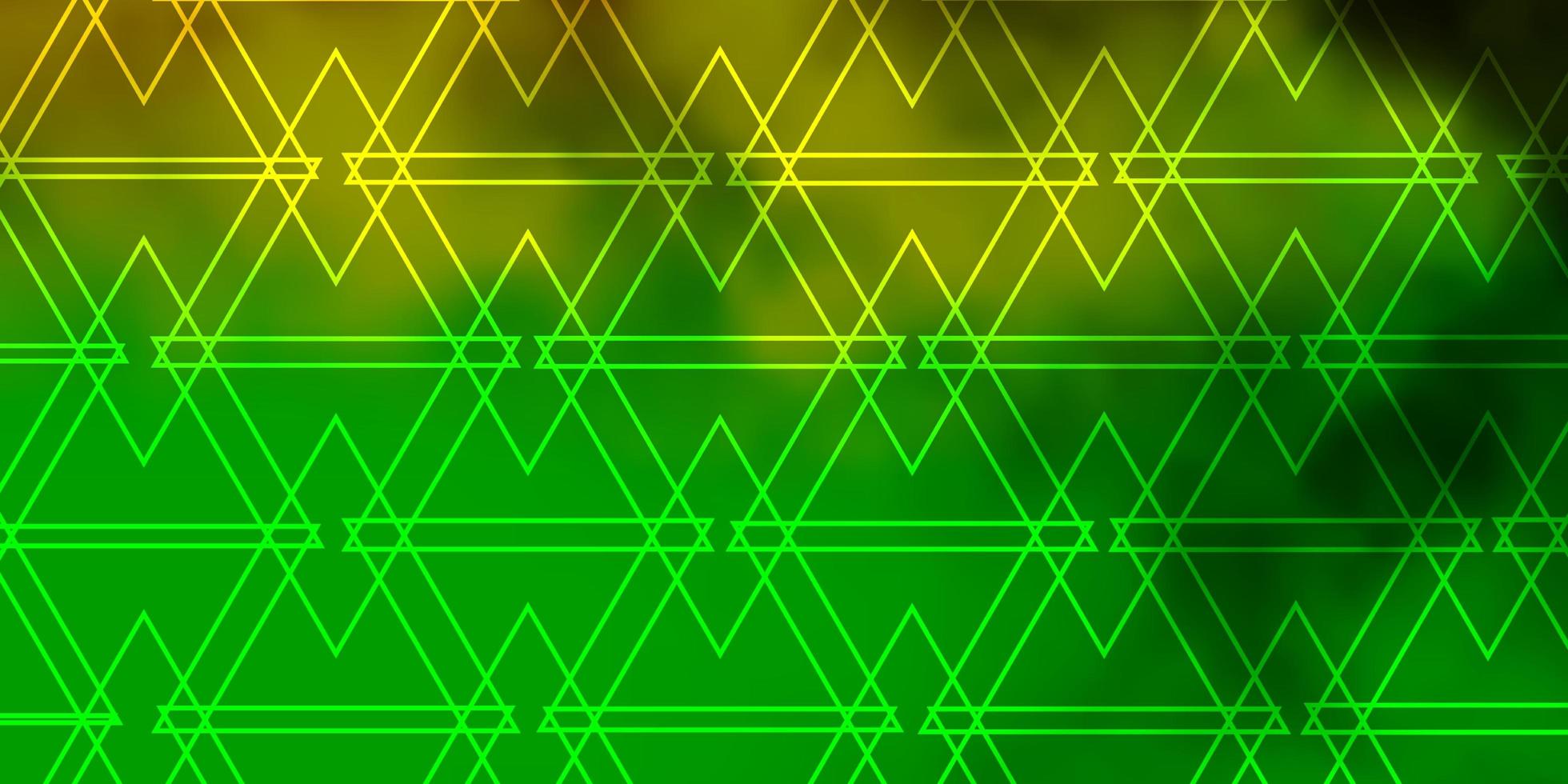 hellgrüner, gelber Vektorhintergrund mit Linien, Dreiecken. vektor